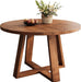 47 Inch round Dining Table for 4-6, Solid Wood Kitchen Table with Cross Base, Modern Kitchen & Dining Room Furniture, Farmhouse Accent Dinner Table for Kitchen Living Room, Light Brown