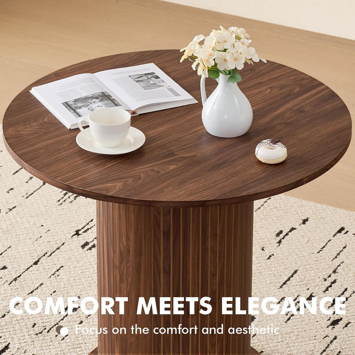 35.5" round Dining Table for 2 4, Brown