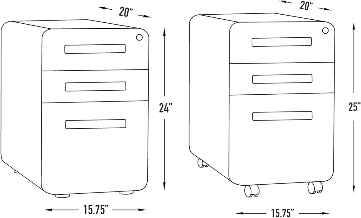 White Filing Cabinet with Lock & Wheels