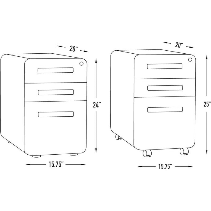 White Filing Cabinet with Lock & Wheels