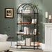Arched Bookshelf, 4-Tier Industrial Open Bookcase with Sturdy Metal Frame, Freestanding Display Storage Organizer for Living Room, Home Office and Bedroom, Rustic Brown