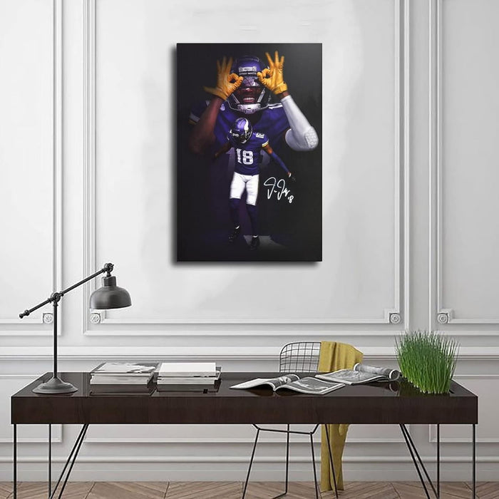 Sports Poster Justin Jefferson Canvas Poster Wall Art Decor Print Picture Paintings for Living Room Bedroom Decoration Unframe: 12X18Inch(30X45Cm)