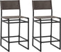 Faux Leather Counter Height Bar Stools Set of 2, Sling Armless Kitchen Barstools with Back and Metal Frame, 24" H Seat Height Counter Chairs, Grey