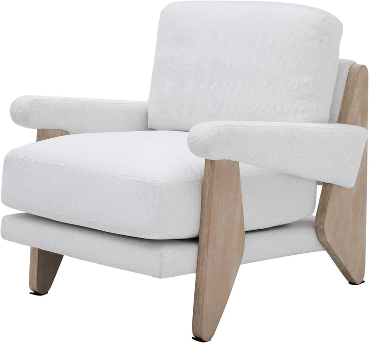 2 Pcs Accent Chair Mid Century Modern Chenille Armchair, Solid Wood Frame, Lounge Upholstered Armchair, Reading Chair, Sturdy Base,For Living Room, Bedroom,Office,Comfy Guest Waiting Room Chairs,White