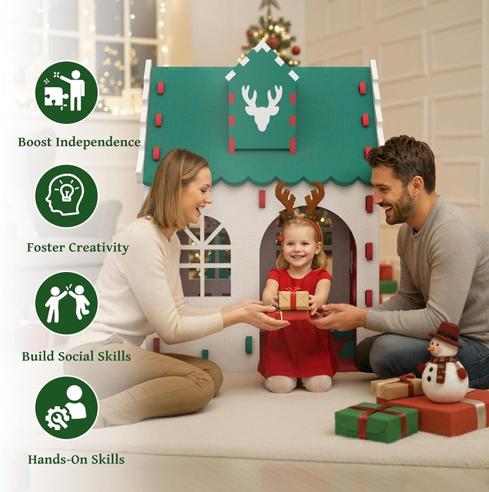 Christmas Playhouse for Kids, Indoor & Outdoor EVA Play House for Toddlers 1–4, Safe Food-Grade Material, Easy Assembly Children'S Playset (White)