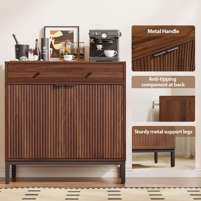 Sideboard Buffet Cabinet Storage, Modern Console Fluted Credenza