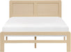 Queen Platform Bed, Faux Wood Veneer Platform Bed Frame with Panel Headboard, Strong Wooden Slats Support, No Box Spring Required, Easy Assembly, Natural