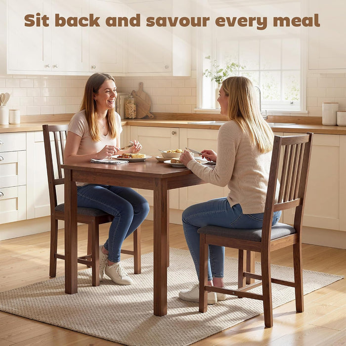 Wooden Dining Chairs Set of 2 with Slat Back, Farmhouse, Walnut