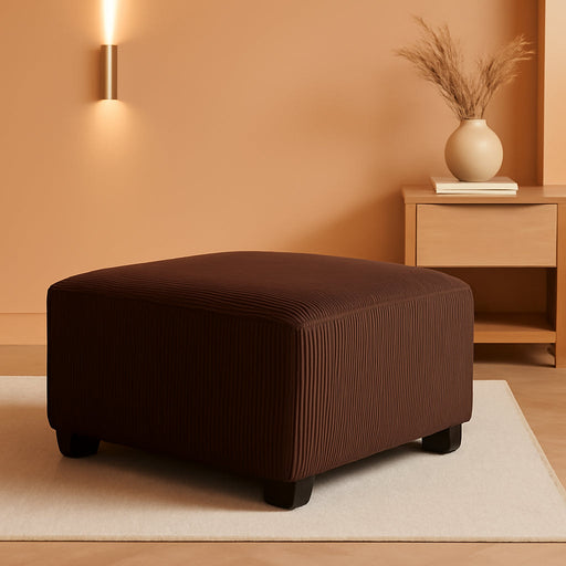 Firescrest Transitional Upholstered Oversized Accent Ottoman with Textured Stripe Pattern, Dark Brown