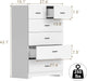 Dresser with Power Outlets Wooden 6 Drawer Dresser with Large Organizer White Tall Storage Organizer with Smooth Metal Rail Modern Chest of Drawers Closet for Bedroom Hallway