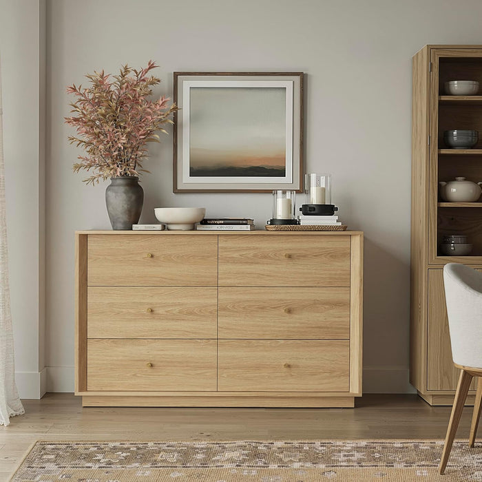 Mid Century Modern Dresser 47InchWide GoldOakFinish