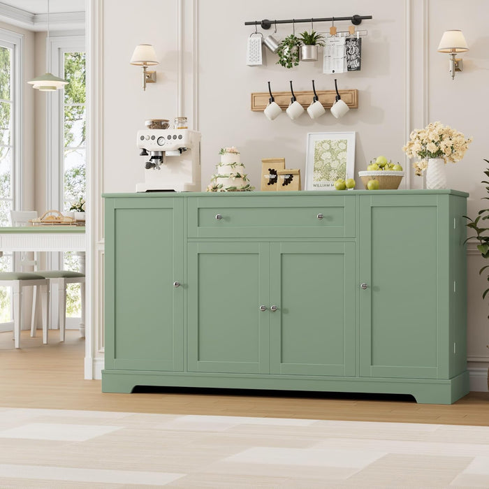 Green Industrial Buffet Cabinet With Adjustable Shelves