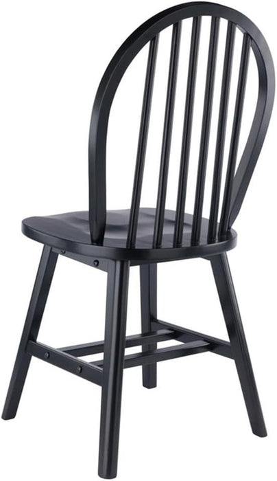 Windsor 2-Piece Chair Set, Solid Wood, Black Finish