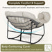 Oversized Egg Rocking Chair for Indoor Outdoor – All-Weather Wicker Rattan Lounge Chair with Cushion Patio Rocker for Porch Garden or Balcony (Beige)