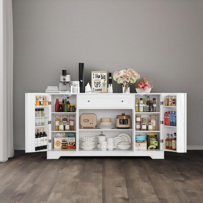 White Buffet Cabinet With Expansive Storage Drawers