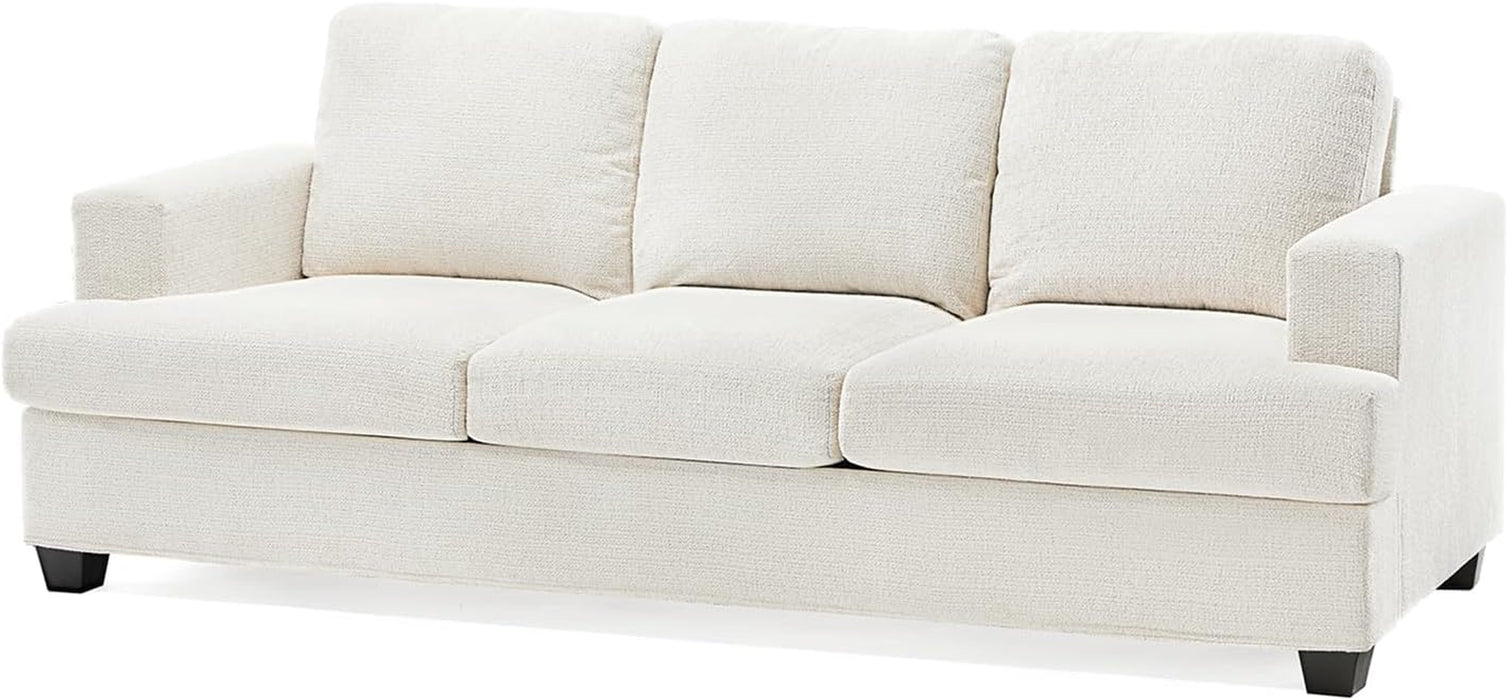 Beige Chenille Sofa with Deep Seats