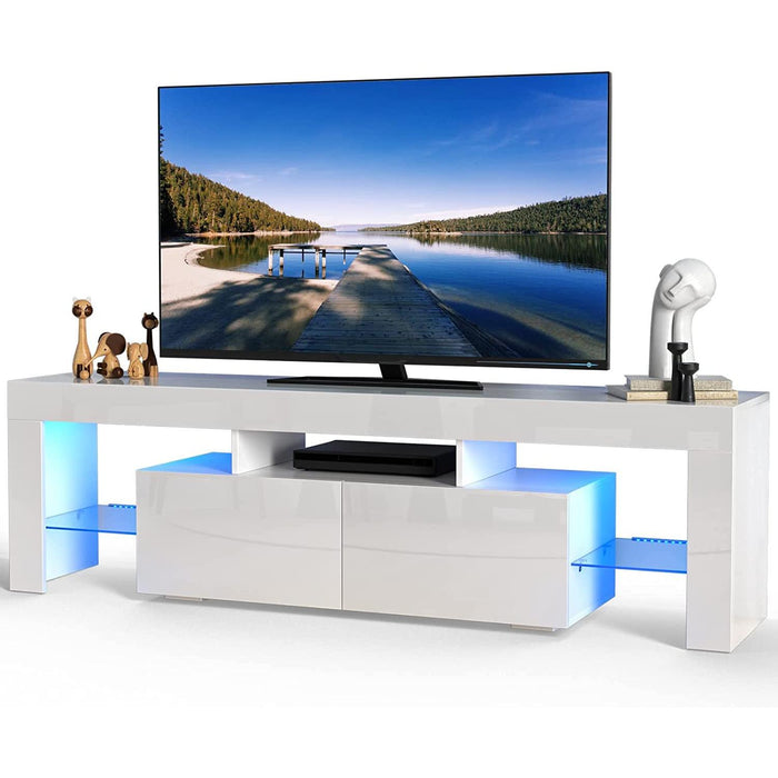 Modern LED TV Stand with RGB Lights and Storage