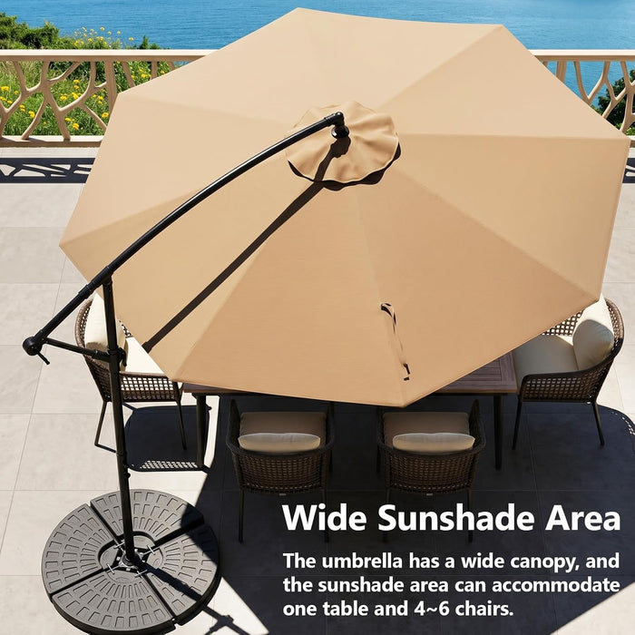 10FT Patio Umbrella, Cantilever Offset Hanging Market Umbrella