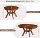 43.7In-59In Solid Wood Frame round Extendable Dining Table for 4-8, Modern Kitchen Oval Dining Table with Wooden Pedestal Base, Unique Wood Grain with Storage Shelf for Kitchen Living Room