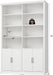 42" W Double Bookcase and Bookshelf with Doors, White | 72" Tall, Large Bookcase, Open Shelves & 6-Tier Storage Cabinets, for Home Office, Living Room, Library
