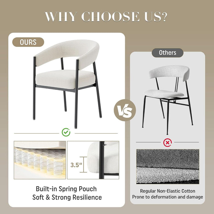 Modern Glass Dining Table Set for 4, 47" Small Rectangle Dining Room Table Chairs, Black Glass Kitchen Table & 4 off White Chenille Accent Arm Chairs for Kitchen, Small Apartment, Home