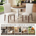 Upholstered Dining Chairs Set of 6 with Wood Legs, Beige
