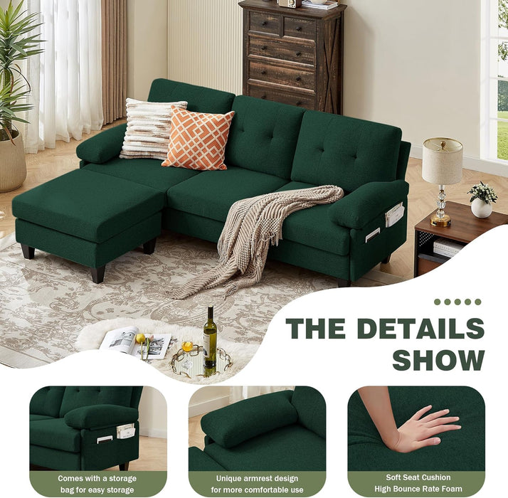 EightySixInch Green Sectional Sofa Living Room Set