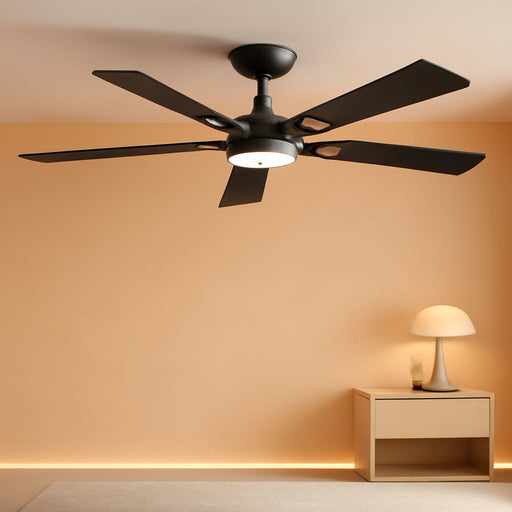 52 Inch Ceiling Fan with Lights and Remote, DC Motor Quiet 6-Speed Reversible Fan, Dimmable LED 3000K/4000K/6000K, Smart APP Control, Modern Black & Gold Ceiling Fan for Bedroom Living Room