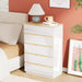 5 Drawer Dresser for Bedroom, 45" H Tall Dresser Chest of Drawers, High Gloss Wood Modern Storage Cabinet with Brown Top