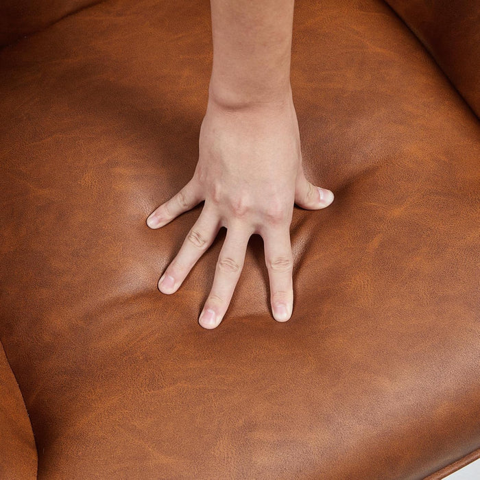 Leather Accent Chairs, Living Room Chairs Leather Large Armchairs Accent Chairs with Metal Legs for Living Bedroom Office Statement, Camel