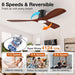 52 Inch Smart Low Profile Ceiling Fans with Lights Remote,Wood,Flush Mount