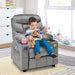 Kids Recliner Chair with Cup Holder, Adjustable Velvet Lounge Chair W/Footrest & Side Pockets for Children Boys Girls Room, Ergonomic Toddler Furniture Sofa Gifts, Kids Recliner (Gray)