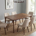 Mid-Century Modern Walnut Color Dining Table, 63" Rectangular Kitchen Table with Solid Wood Legs, Curved Edges, 6-Person Table for Dining Room Living Room Kitchen