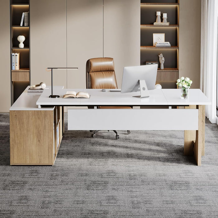 Premium White Engineered Wood Corner Desk 74.8Inches