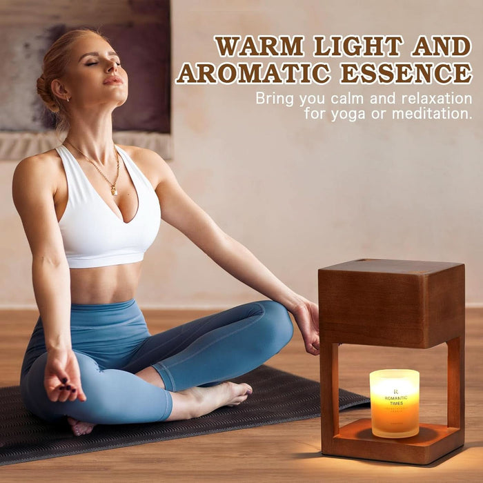 Candle Warmer Lamp Wood with Timer, Dimmable Electric Candle Lamp Warmer for Jar Candles, 2 * 35 Watt Bulb, Birthday Gifts for Men, Decorative Wooden Candle Lamp for Bedroom Home Decor
