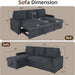 83-Inch Velvet-Black Pull-Out Sleeper Sofa With Storage