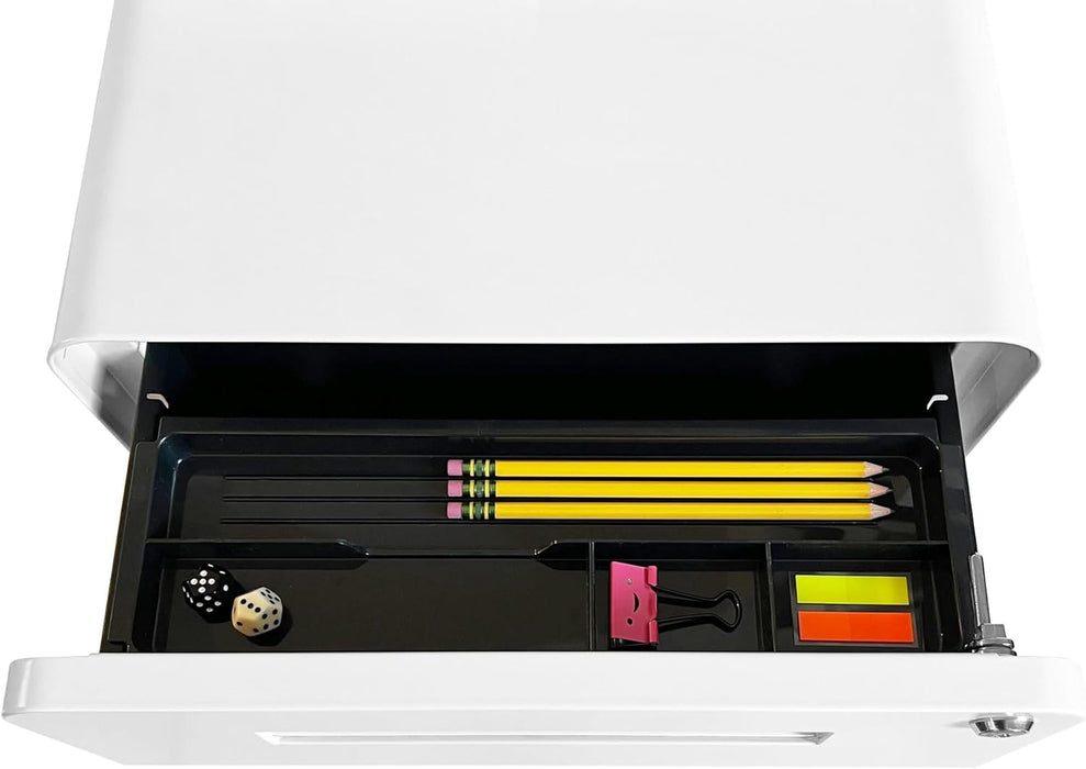 Stockpile 3 Drawer File Cabinet with Lock - under Office Desk Metal Filing Cabinet, Legal/Letter File Folders, Wheels and Stationary Feet, Pre-Assembled, Coastal Blue