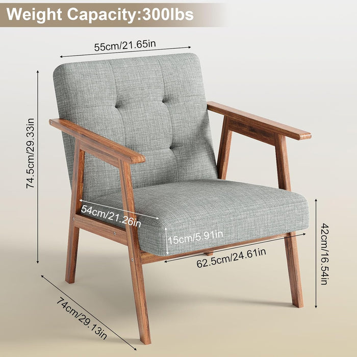 Gray Upholstered Contemporary Accent Chair With Walnut