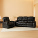 PU Leather Sofa Set, 3 Pieces Living Room Set with Cup Holders, Manual Recliner Sofa &Loveseat & Chair, Black