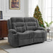 Loveseat Recliner Sofa, Manual Reclining Couch with Heating and Massage, Soft Corduroy Recliner Sofa with USB Ports, Cup Holders and Side Storage Bags, Dual Loveseat Chair for Living Room, Grey