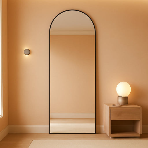 58"X19"Floor Mirror Full Length,Arched Full Length Mirror with Stand,Full Body Mirror,Hanging or Large Leaning for Bedroom Living Room Black