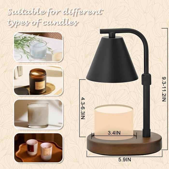 Candle Warmer Lamp Timer Height Adjustable, Birthday Gifts for Women Mom Gifts, House Warming Gifts New Home Decor, Wax Melt with 2 Bulbs Blacks