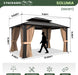 10’X12’ Hardtop Gazebo, Galvanized Steel Double Roof Canopy with Heavy-Duty Steel Frame, Outdoor Pavilion with Nettings and Curtains