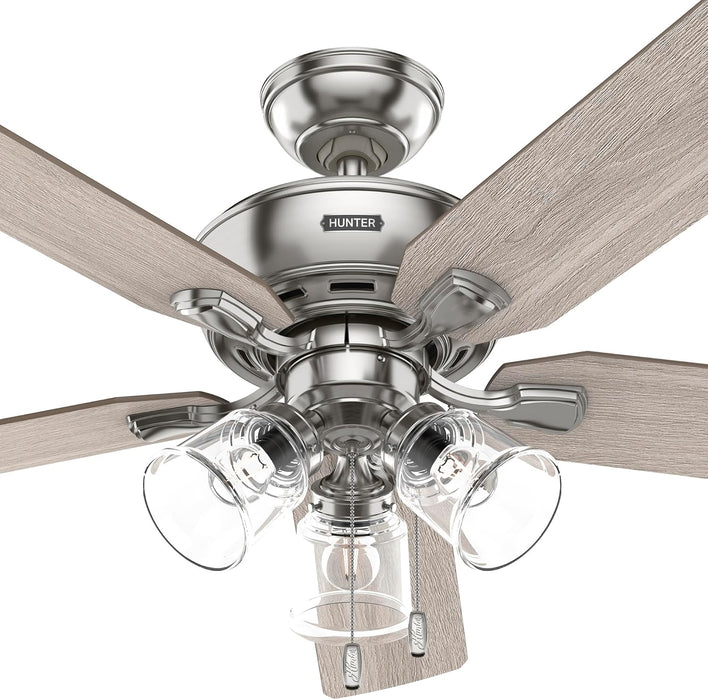 Rosner, Indoor, Ceiling Fan, Standard Mount, 52 Inch, Brushed Nickel