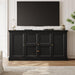 63" Large Buffet Cabinet with Storage, Farmhouse Sideboard Cabinet with Grooved Barn Doors, Wood Rustic Kitchen Buffet Table Coffee Bar Storage Cabinet for Kitchen, Living Room (Black)