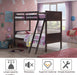 Wood Twin over Twin Bunk Beds Convertible 2 Individual Twin Beds for Kids Children, Solid Rubberwood Bunk Bed with Ladder and Safety Rail (Espresso)