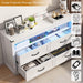 White Dresser for Bedroom, Wood 4 Drawer Dresser with LED Light, Dressers & Chests of Drawers with Metal Handles, Storage and Organization for Bedroom, Hallway, Entryway