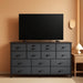TV Stand Dresser 60''TV Stand with Charging Station TV Stands for Living Room Long Dresser for Bedroom TV Stand with 16 Drawers Storage TV Stand for Bedroom Dresser 51.1''W*11.8''D*34.8''H