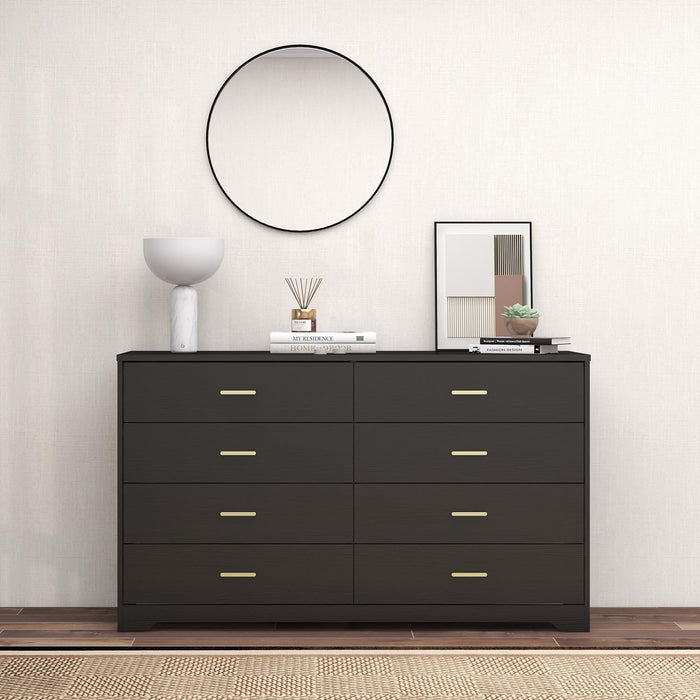 8 Drawer Dresser CharcoalBlack With Goldtone Handles