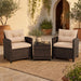 3PCS Wicker Patio Furniture Set with Cushions for Balcony and Porch